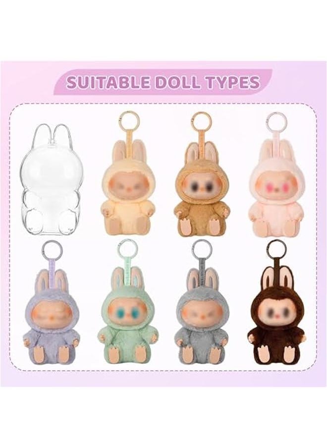 Arabest Labubu Sitting Figure Protective Case Compatible with Pop Mart Blind Box Toys – Clear Display Shell for Labubu Collectibles – Portable Storage Cover (Figures Not Included)（White）  - Image 3