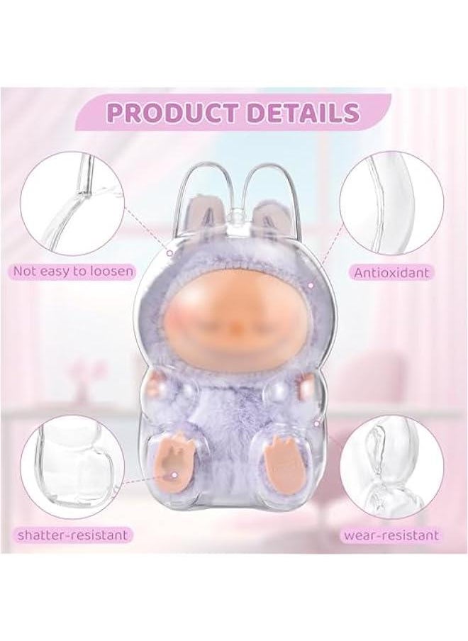 Arabest Labubu Sitting Figure Protective Case Compatible with Pop Mart Blind Box Toys – Clear Display Shell for Labubu Collectibles – Portable Storage Cover (Figures Not Included)（White）  - Image 4
