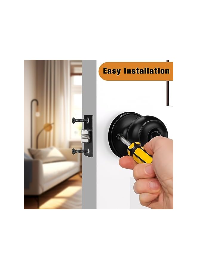 promass Flat Black Privacy Door Knob Interior Bath/Bed Lock Flat Ball Keyless Lock Interior Door Knobs (1 Pack) - Image 5