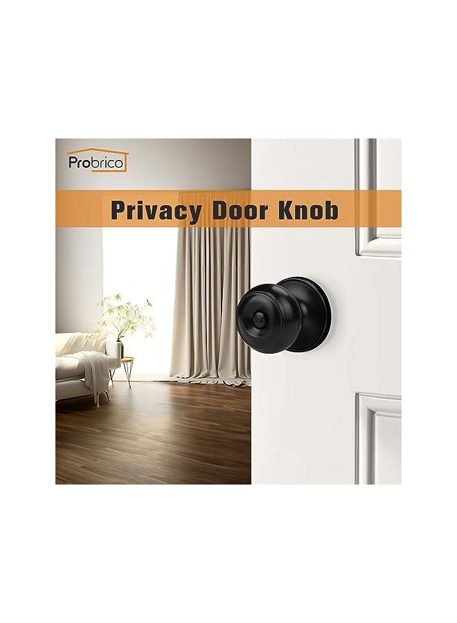 promass Flat Black Privacy Door Knob Interior Bath/Bed Lock Flat Ball Keyless Lock Interior Door Knobs (1 Pack) - Image 2