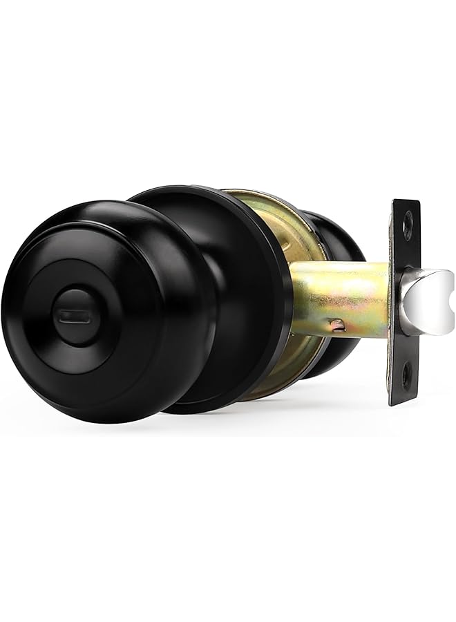 promass Flat Black Privacy Door Knob Interior Bath/Bed Lock Flat Ball Keyless Lock Interior Door Knobs (1 Pack) - Image 1