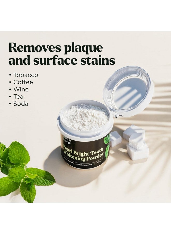 Lagunamoon Teeth Whitening Powder, 50g Bright Pearl Spearmint Flavor - Natural Teeth Whitening, Teeth Polish & Teeth Stain Remover - Alternative to Toothpaste, Tooth Powder for Sensitive Teeth & Freshens Breath - Image 4
