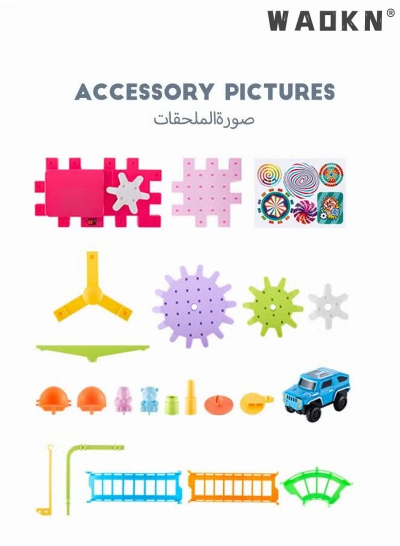 WAOKN 203 Pcs Electric Building Block Gear Toy Set,Learning Resources Gears STEM Building Set,Motorized Spinning Gears Educational DIY Blocks for Kids Birthday Gift - Image 4