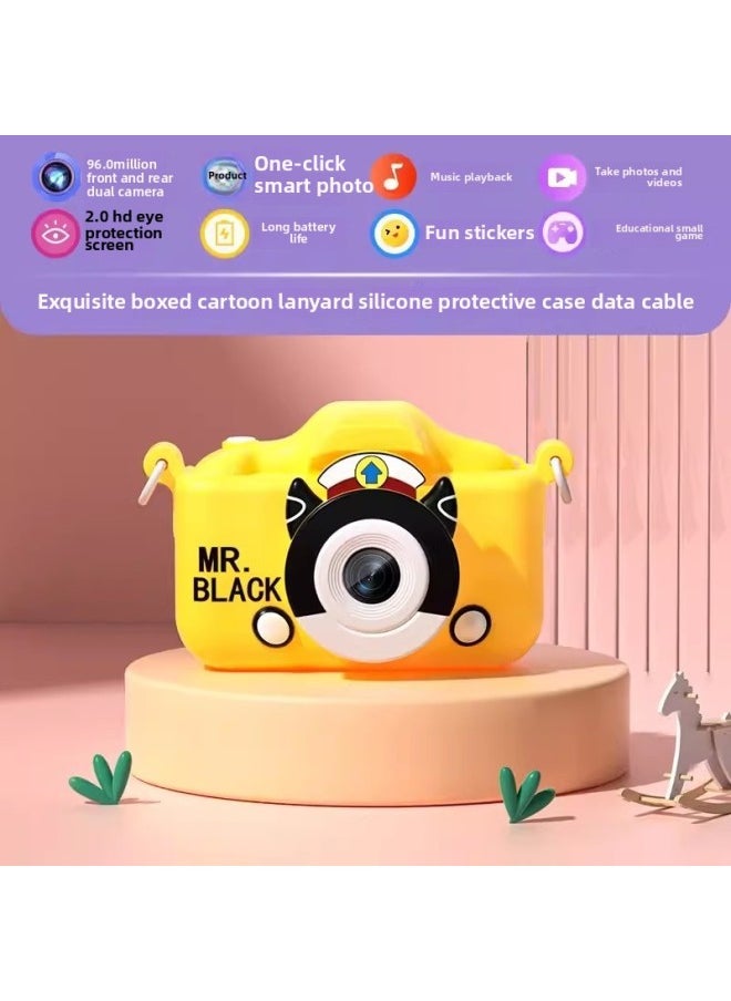 Generic Children's Camera Can Take Pictures HD X5s Children's Toy Mini SLR Camera-Body Color:Black Cat Sheriff [yellow] - Hd Dual Camera + (64g Card + Card Reader)  - Image 1