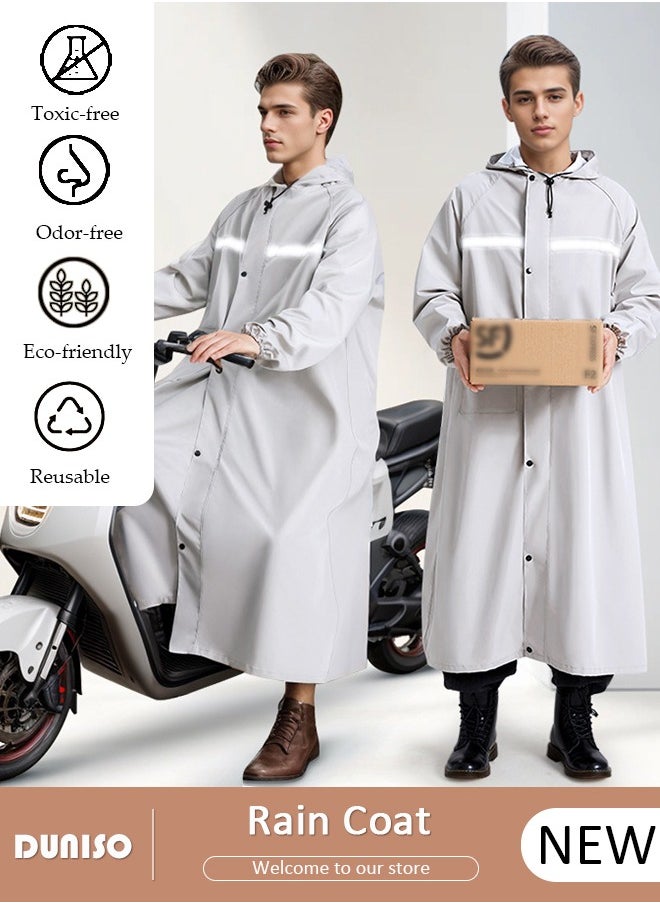 DUNISO Long Rain Wear, Waterproof Raincoat for Adult, EVA  Reusable Rain Ponchos for Women and Men, Lightweight Rain Jackets for Outdoor Camping Cycling Fishing with Hood and Drawstring  - Image 1