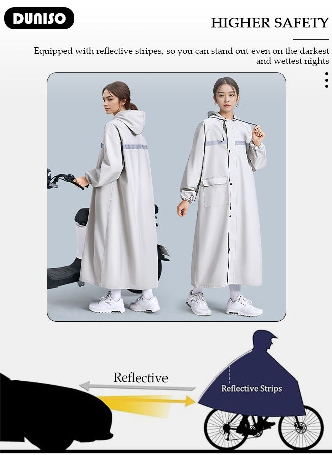 DUNISO Long Rain Wear, Waterproof Raincoat for Adult, EVA  Reusable Rain Ponchos for Women and Men, Lightweight Rain Jackets for Outdoor Camping Cycling Fishing with Hood and Drawstring  - Image 3