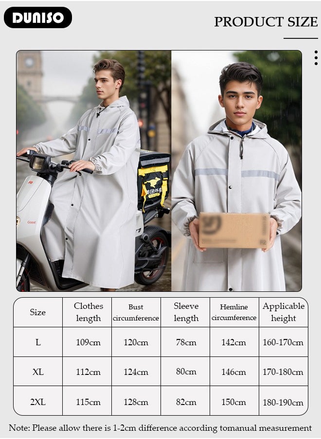 DUNISO Long Rain Wear, Waterproof Raincoat for Adult, EVA  Reusable Rain Ponchos for Women and Men, Lightweight Rain Jackets for Outdoor Camping Cycling Fishing with Hood and Drawstring  - Image 4