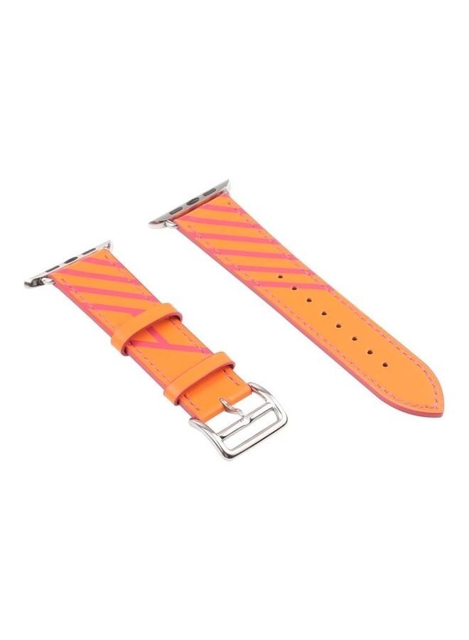 نيبمينينت سوار بديل من الجلد بملمس مخطط لساعة أبل سيريس 1/ 2/ 3/ 4/ 5/ 6/ 7/ SE مقاس 38-40-41 مم أصفر/ أزرق - Image 3