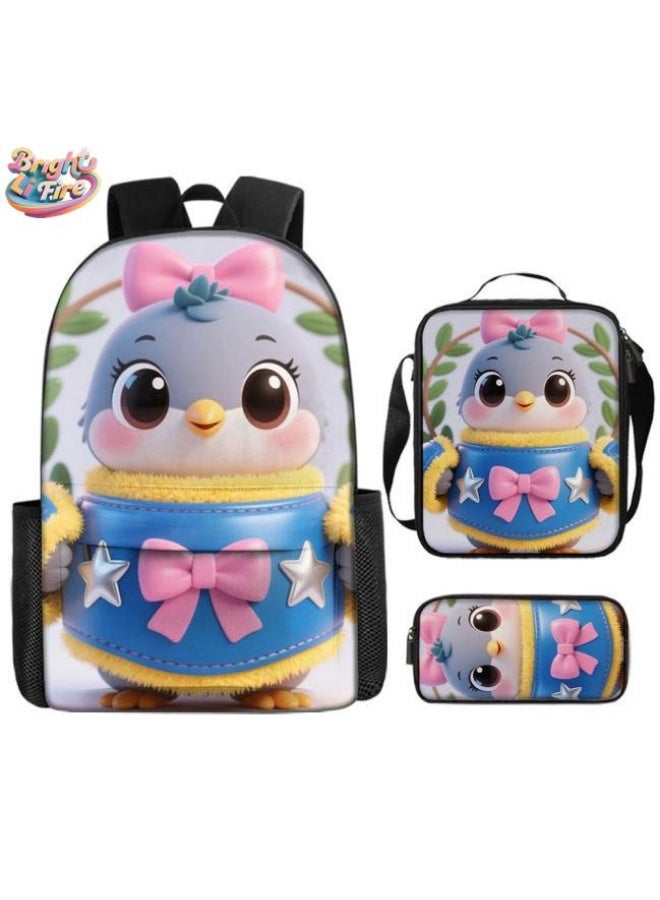 Bright Li Fire Unlock the new fashion of childish fun! Three-piece set of bags, cartoon elements for children and teenagers (students, children, friends' outings, mountain climbing, schooling, etc. can be used) - 93  - Image 1