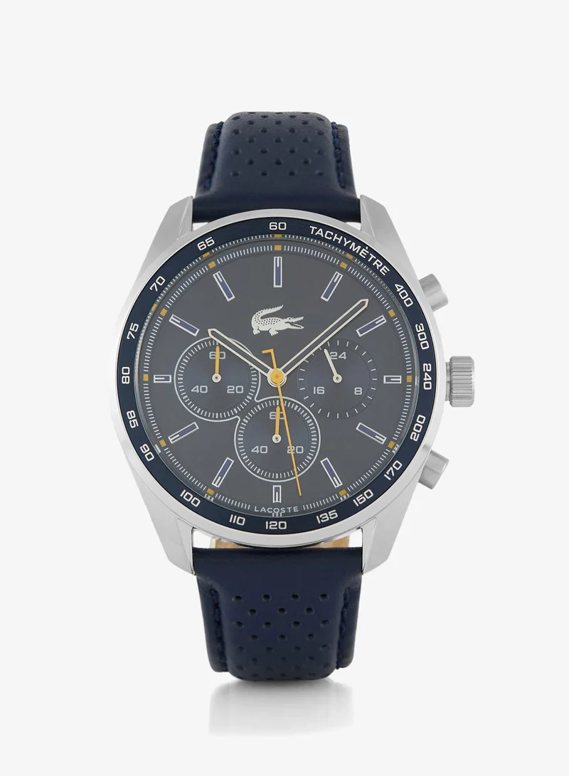 LACOSTE Boston Collection Chronograph Quartz Watch For Men With Navy Blue Leather Strap - 2011344