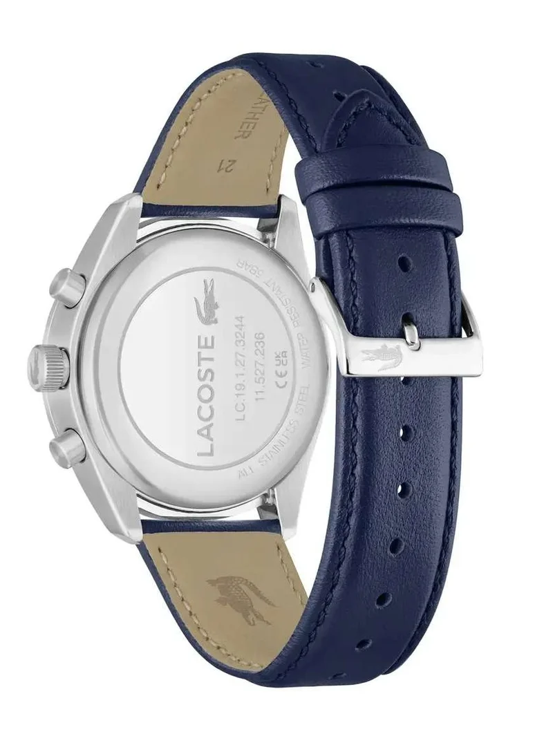 Lacoste  Boston Collection Chronograph Quartz Watch For Men With Navy Blue Leather Strap - 2011344 for Men | Best Price UAE