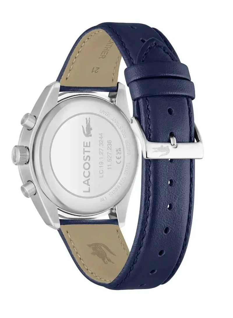 Lacoste  Boston Collection Chronograph Quartz Watch For Men With Navy Blue Leather Strap - 2011344 for Men | Best Price UAE