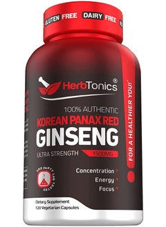 Herbtonics High Strength Ginseng Korean Red Panax Extract Performance Support For Men & Women (120 Count (Pack Of 1))  - Image 1
