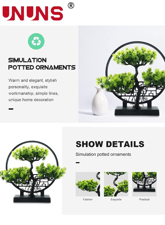 UNUNS Artificial Bonsai Plant,Artificial Beauty Tree Welcoming Pine Plants with Screen Base,Fake Bonsai Tree,Fake Plants,Fake Plants Decor for Home Decor Indoor Bookshelf Office Desk Bathroom,26x26cm - Image 5