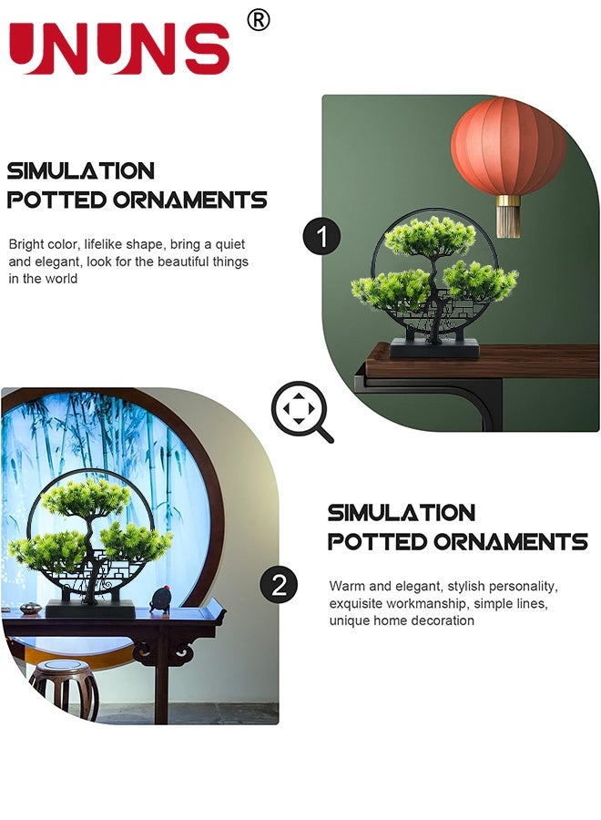 UNUNS Artificial Bonsai Plant,Artificial Beauty Tree Welcoming Pine Plants with Screen Base,Fake Bonsai Tree,Fake Plants,Fake Plants Decor for Home Decor Indoor Bookshelf Office Desk Bathroom,26x26cm - Image 3