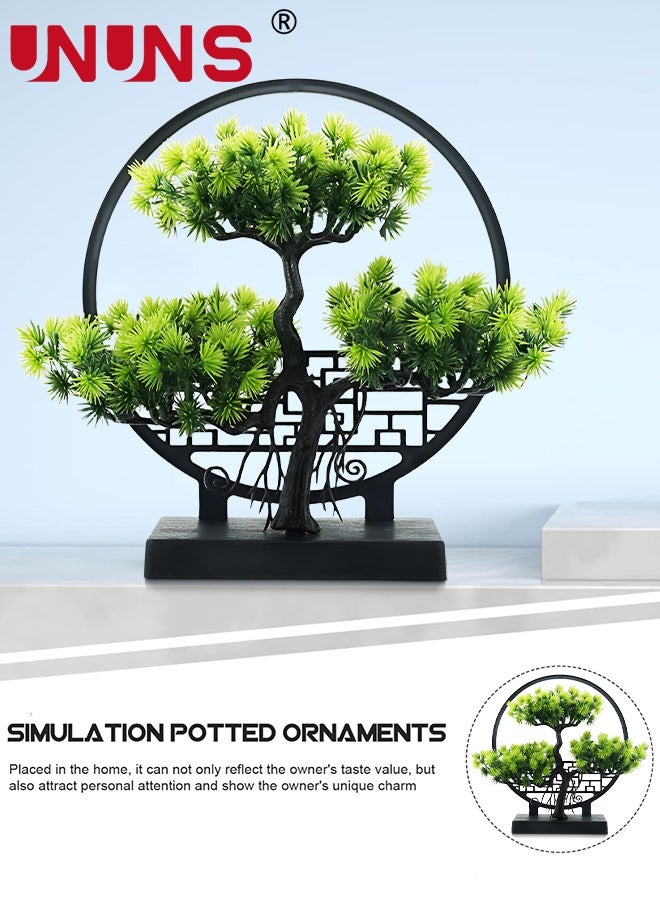 UNUNS Artificial Bonsai Plant,Artificial Beauty Tree Welcoming Pine Plants with Screen Base,Fake Bonsai Tree,Fake Plants,Fake Plants Decor for Home Decor Indoor Bookshelf Office Desk Bathroom,26x26cm - Image 4