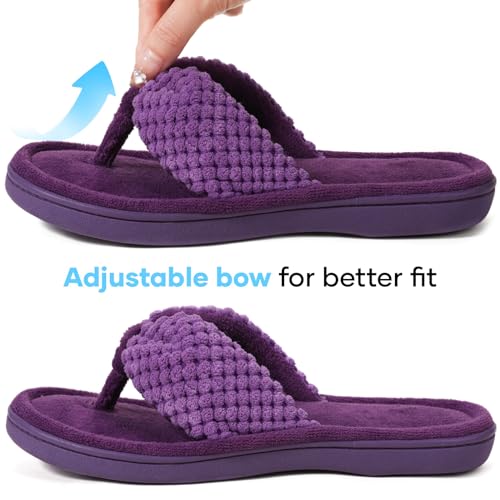 ULTRAIDEAS Women's Popcorn Flip Flop House Slipper with Memory Foam, Gift for Women Mom (Violet, Size 7-8) - Image 5