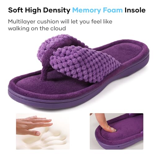 ULTRAIDEAS Women's Popcorn Flip Flop House Slipper with Memory Foam, Gift for Women Mom (Violet, Size 7-8) - Image 3