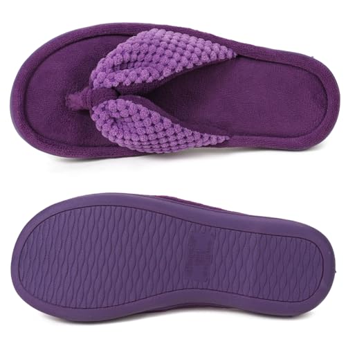 ULTRAIDEAS Women's Popcorn Flip Flop House Slipper with Memory Foam, Gift for Women Mom (Violet, Size 7-8) - Image 4