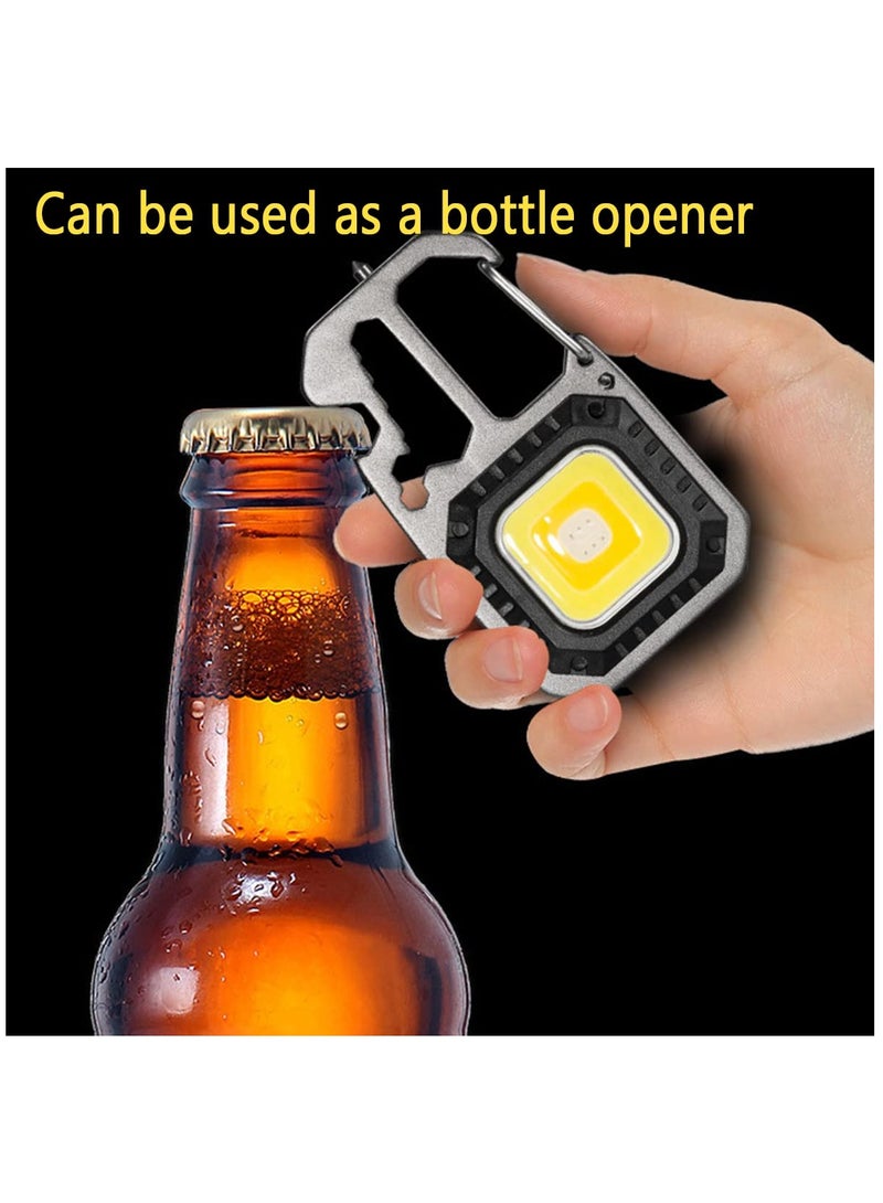 Rechargeable Keychain Flashlight - 1000 Lumens, 6 Light Modes, Portable Pocket Light with Folding Bracket  Tool Kit for Fishing, Walking, Camping (Square Design) - Image 4