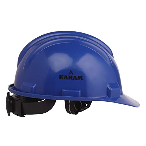 KARAM PN521 Safety Helmet for Men Construction Helmet | Ratchet Type Adjustment with Adjustable Chin Strap | Work Helmet with Side Slot for Attachment | is:2925:1984 Certified | Lamination Blue - Image 4