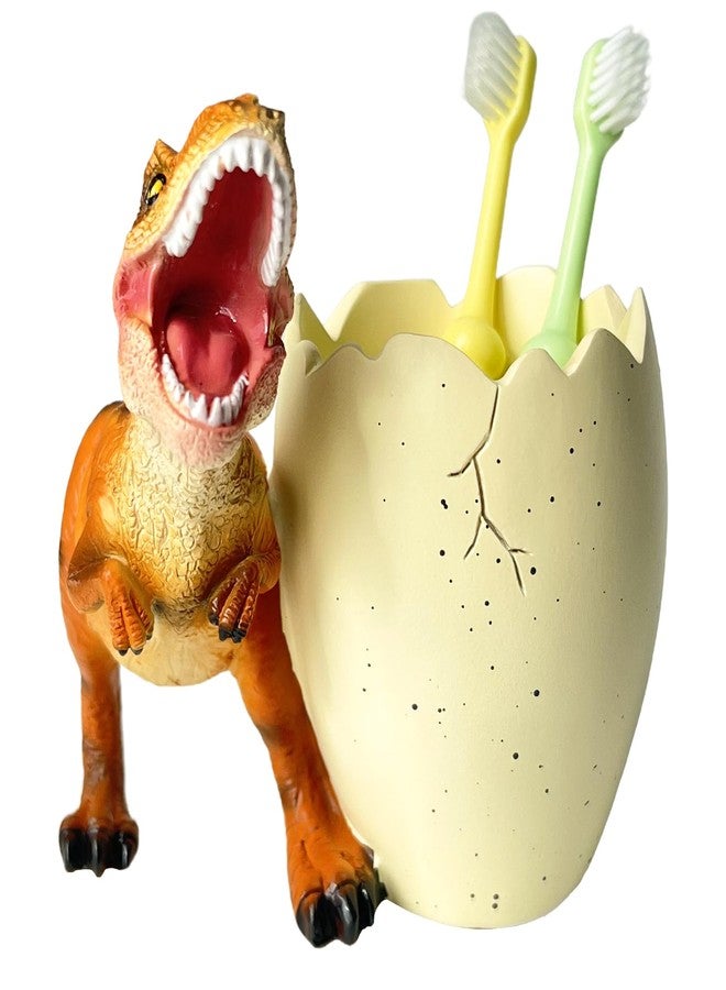 FlidRunest Dinosaur Toothbrush Holder Toothbrush Organizer for Bathroom - Sturdy Resin Tooth Brush Holder - Easy to Clean - Funny Dino Decor Gift for Birthday, Children's Day, Christmas - Image 1