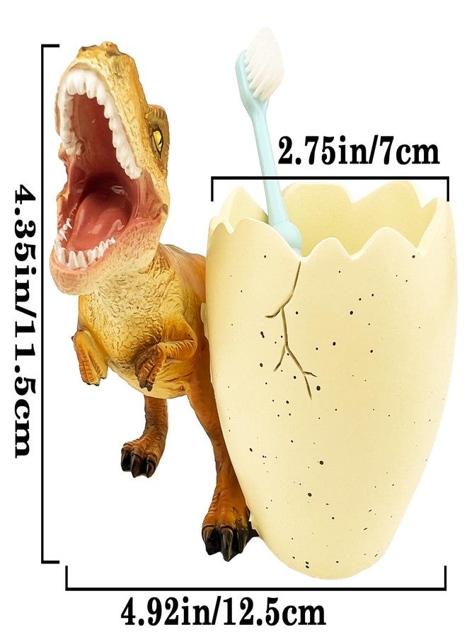FlidRunest Dinosaur Toothbrush Holder Toothbrush Organizer for Bathroom - Sturdy Resin Tooth Brush Holder - Easy to Clean - Funny Dino Decor Gift for Birthday, Children's Day, Christmas - Image 4