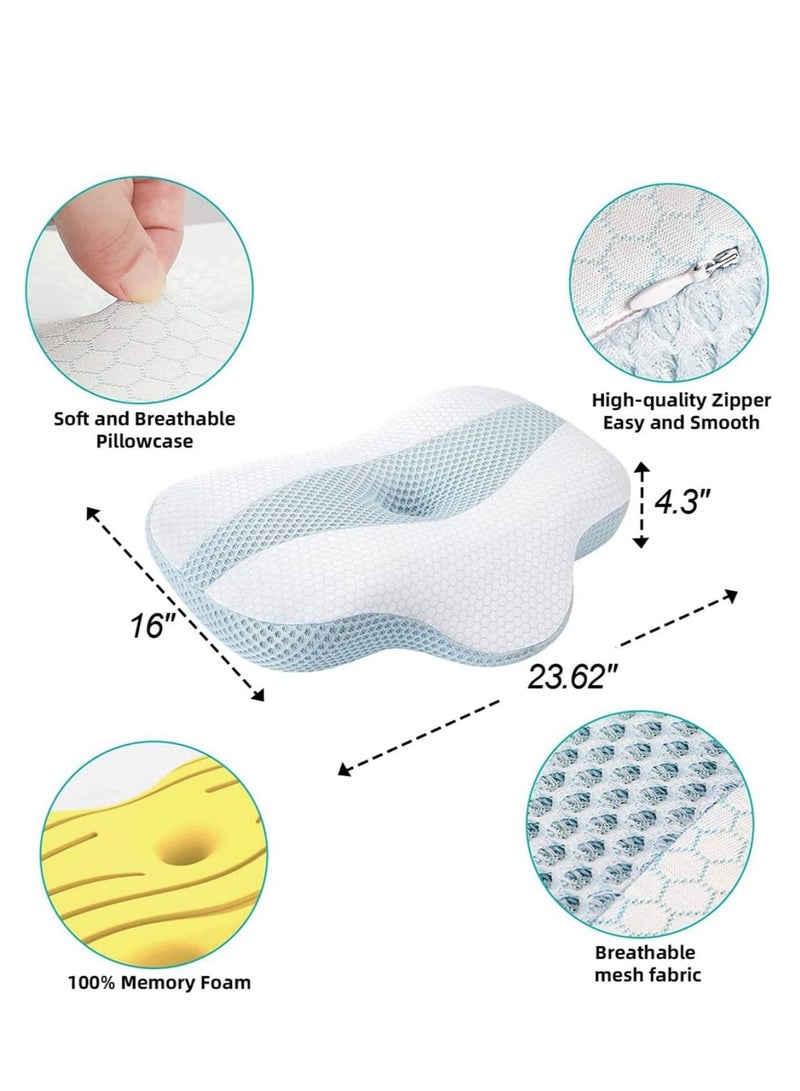 SYOSI Cervical Pillow for Neck Pain Relief, Hollow Design Odorless Memory Foam Neck Pillows with Cooling Case, Ergonomic Head Support Pillow for Sleeping, Contour Support for Side Back Sleepers - Image 5