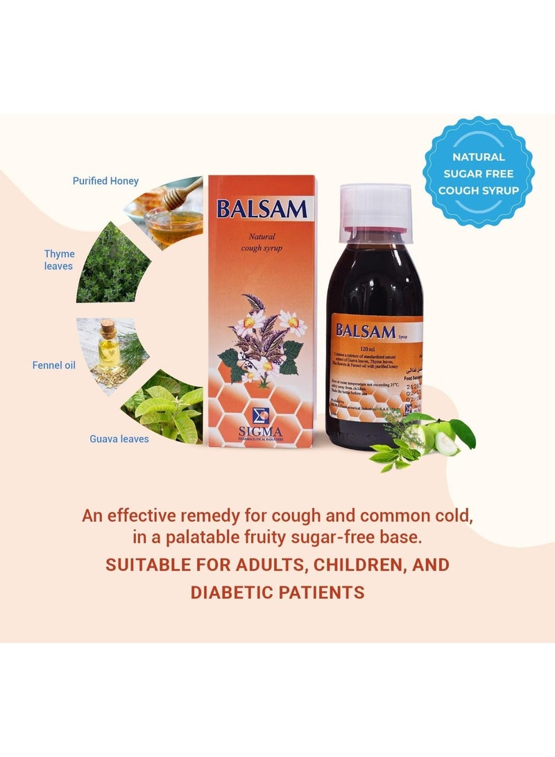 Balsam Natural Cough Syrup 120 ml | with Honey, Thyme Leaf & Guava Leaf Extracts | Soothing Herbal Formula - Image 2