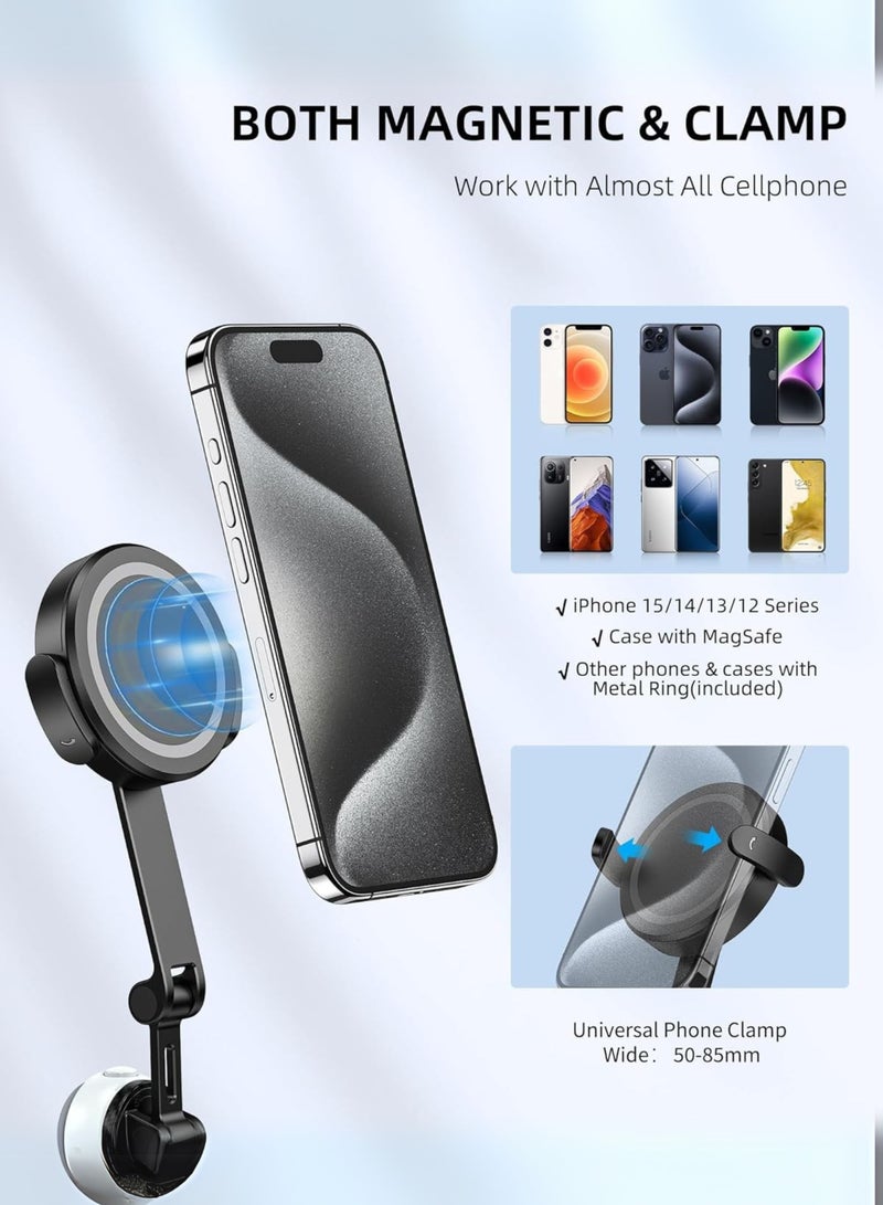 TELESIN Magnetic Neck Mount Phone Holder – Hands-Free POV/Vlog Selfie Stand, Adjustable Necklace Strap for iPhone 15/14/13/12 & Android Devices – Secure Video Recording Accessory (White)  - Image 2