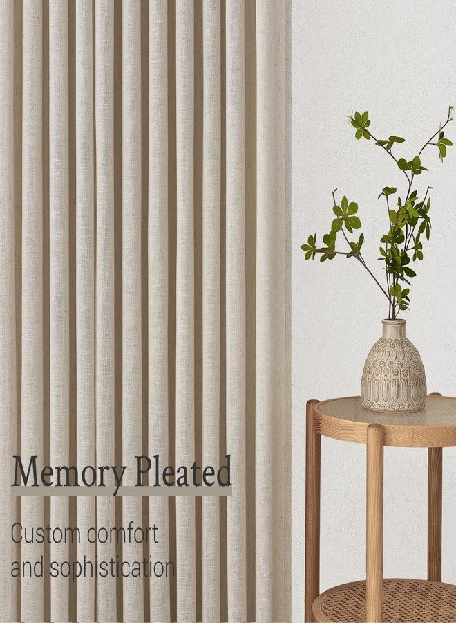 Topfinel Oatmeal Beige Pinch Pleated Curtains 84 Inches Long for Living Room 2 Panels Sets,Stone Washed Linen Earth Tone Decor Back Tab Boho Neutral Greige Earthy Sheer Curtain for Bedroom - Image 4