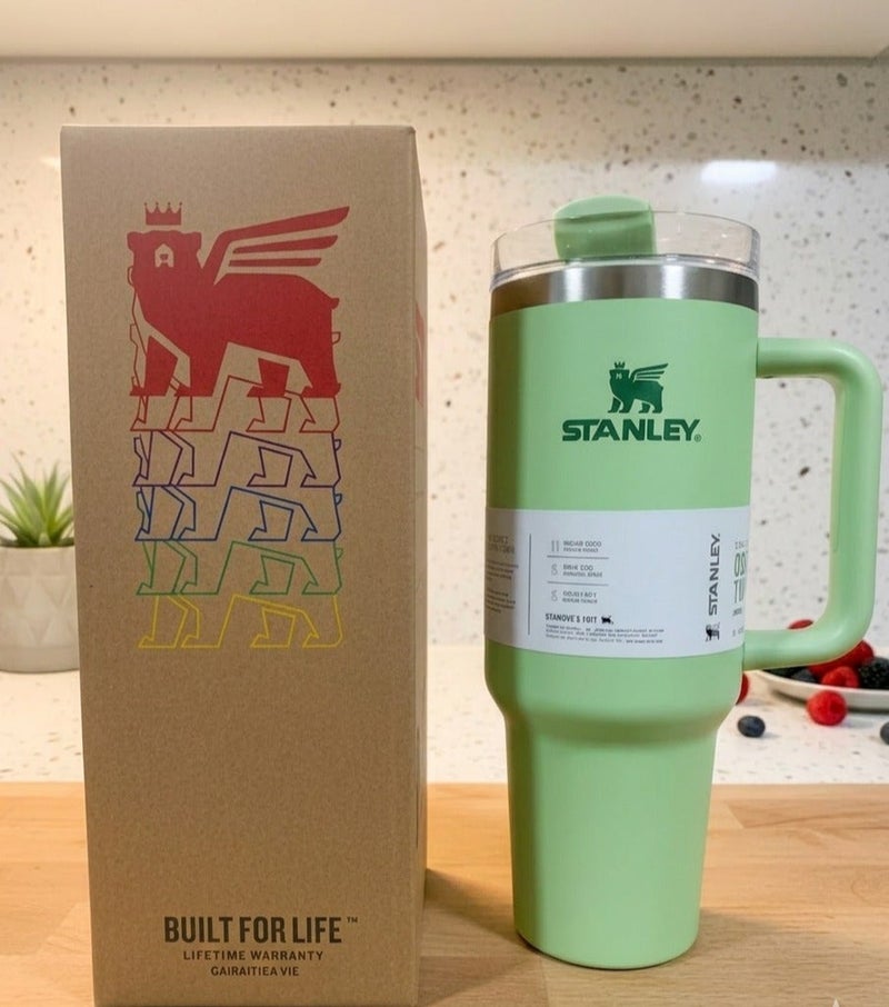 Stanley Stainless Steel Mug, (40 OZ) Stainless Steel Mug with Straw and Handle, Insulated Mug with Lid Travel Mug, Stainless Steel Coffee Mug for Hot Iced Drinks, Travel Mug with Handle - Image 1