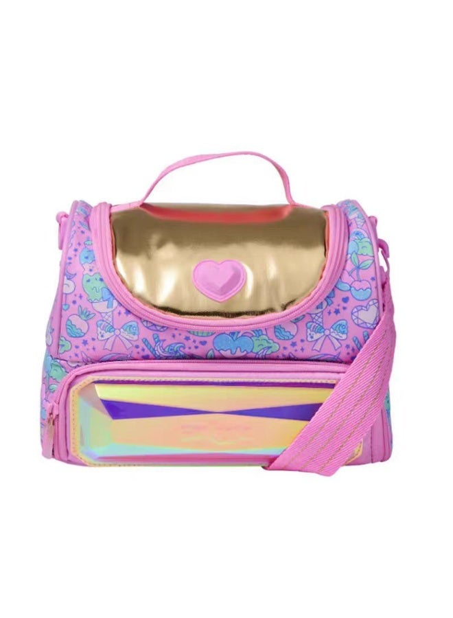 Cartoon Print Double-Layer Insulated Lunch Bag for Students, Large Capacity Bento Bag for School, Picnics, and More