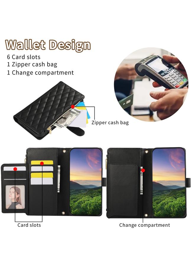 اس-توب جراب هاتف iPhone 13 Pro مع محفظة جلدية بسحاب معيني الشكل - Image 4