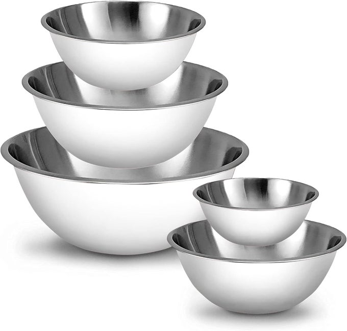 MEAL PREP STAINLESS STEEL MIXING BOWLS SET HOME REFRIGERATOR AND KITCHEN FOOD STORAGE ORGANIZERS ECOFRIENDLY REUSABLE HEAVY DUTY WHITE