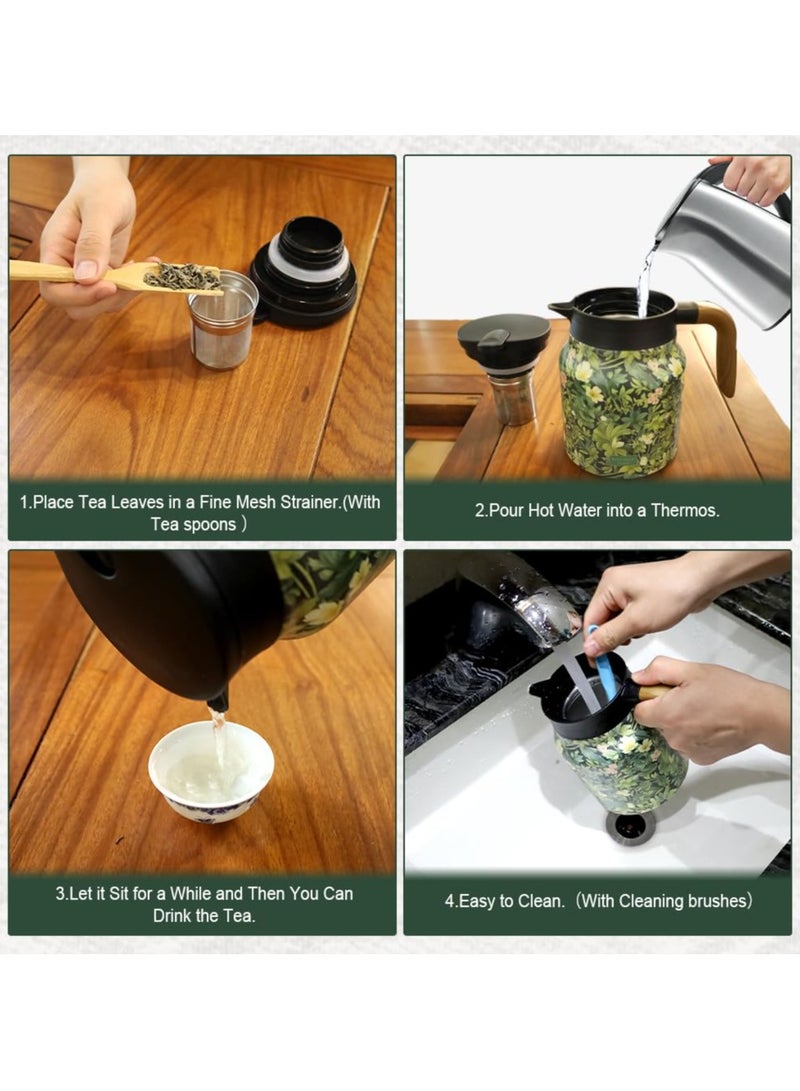Tea Thermos with Vintage Floral Pattern - Integrated Tea Strainer (Floral) - Image 5