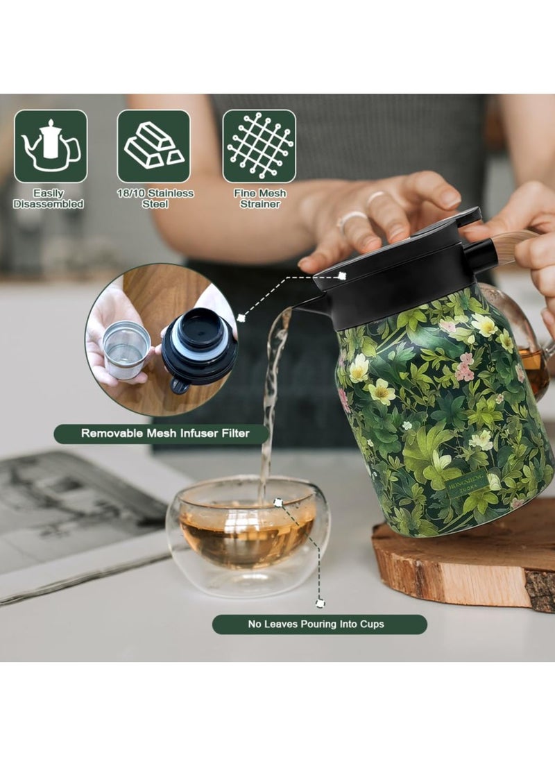 Tea Thermos with Vintage Floral Pattern - Integrated Tea Strainer (Floral) - Image 4