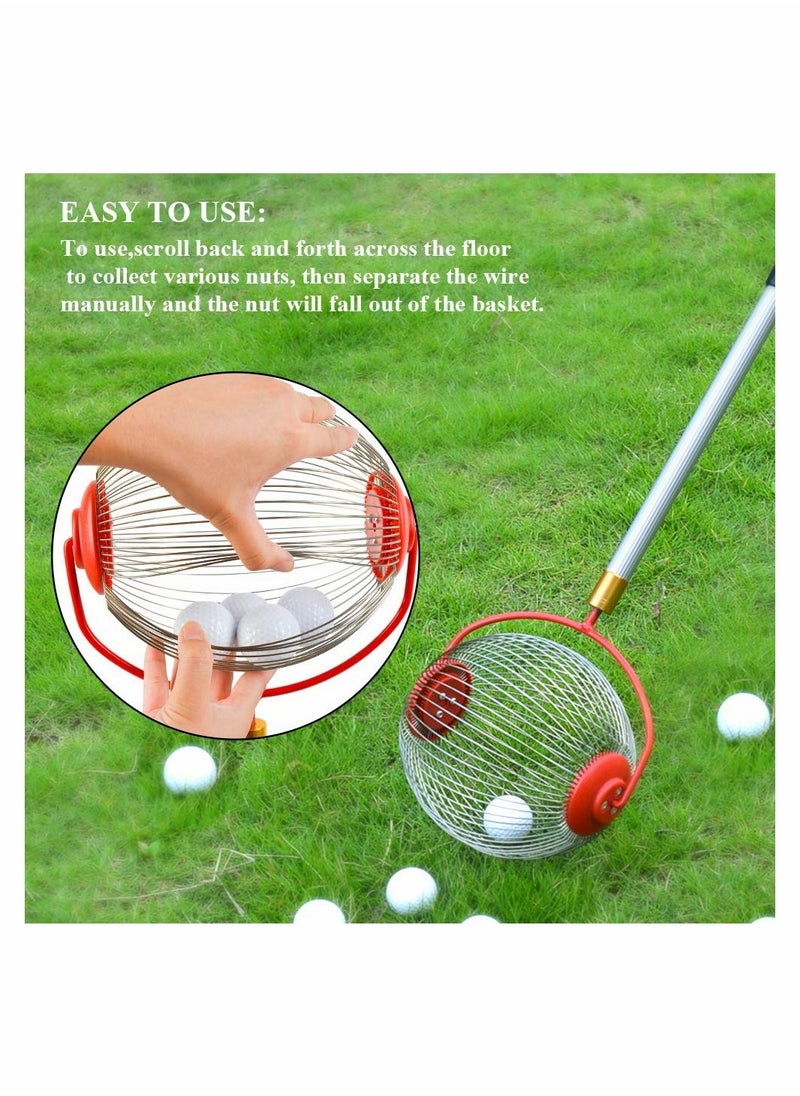Excefore - Nut Harvester Ball Picker Stainless Steel Adjustable Lightweight Collect Walnuts, Pecans, Crab Apples, Nerf Darts and Small Fruit Objects 1''to 3'' in Size - Image 1