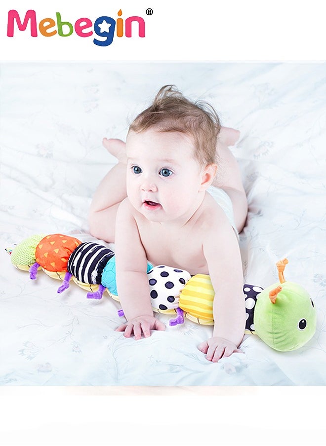 MEBEGIN - Stuffed Caterpillar Sensory Toy with Multi-Sensory Crinkle, Rattle and Textures, Baby Musical Plush Toy with Intimate Ruler Design, Multi-sensory Montessori Toys for Babies, Made of Environmentally Friendly Non-toxic Materials, Ideal Gifts for Babies - Image 1