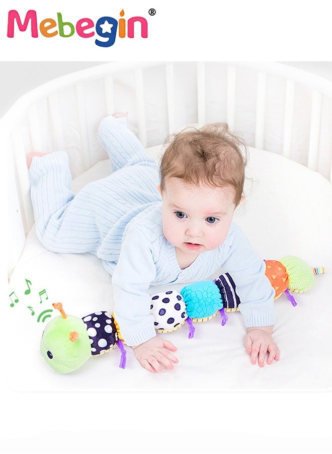 MEBEGIN Stuffed Caterpillar Sensory Toy with Multi-Sensory Crinkle, Rattle and Textures, Baby Musical Plush Toy with Intimate Ruler Design, Multi-sensory Montessori Toys for Babies, Made of Environmentally Friendly Non-toxic Materials, Ideal Gifts for Babies  - Image 2