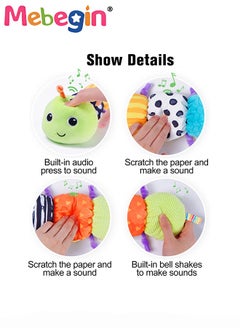 MEBEGIN Stuffed Caterpillar Sensory Toy with Multi-Sensory Crinkle, Rattle and Textures, Baby Musical Plush Toy with Intimate Ruler Design, Multi-sensory Montessori Toys for Babies, Made of Environmentally Friendly Non-toxic Materials, Ideal Gifts for Babies  - Image 3