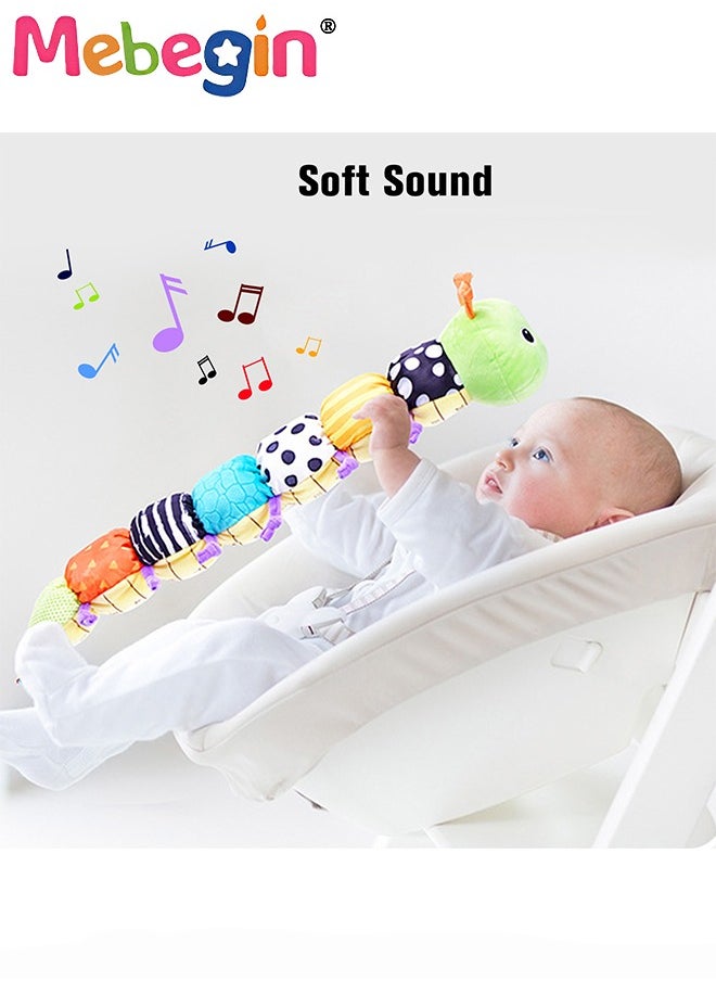 MEBEGIN - Stuffed Caterpillar Sensory Toy with Multi-Sensory Crinkle, Rattle and Textures, Baby Musical Plush Toy with Intimate Ruler Design, Multi-sensory Montessori Toys for Babies, Made of Environmentally Friendly Non-toxic Materials, Ideal Gifts for Babies - Image 1