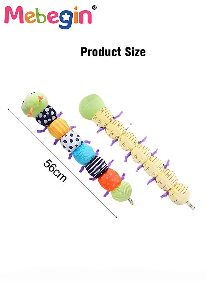 MEBEGIN - Stuffed Caterpillar Sensory Toy with Multi-Sensory Crinkle, Rattle and Textures, Baby Musical Plush Toy with Intimate Ruler Design, Multi-sensory Montessori Toys for Babies, Made of Environmentally Friendly Non-toxic Materials, Ideal Gifts for Babies - Image 1