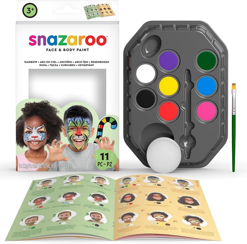 Snazaroo Rainbow Face Paint Kit - 11 Piece Set for Kids - Image 1