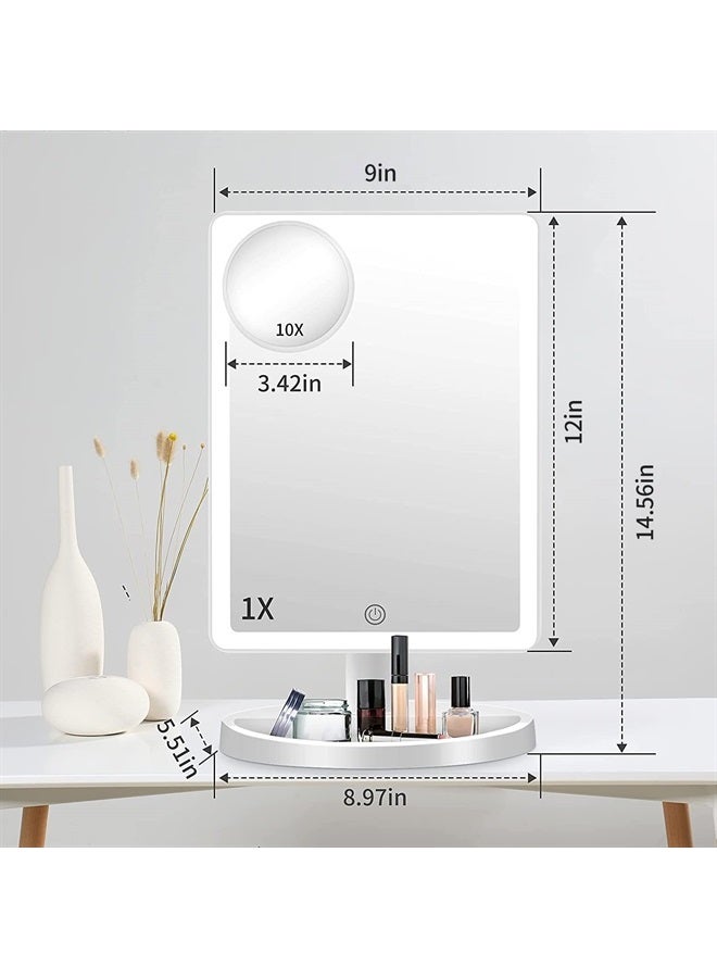 FUNTOUCH Large Lighted Vanity Makeup Mirror with light (X-Large Model)- 3 Color Lighting Light Up Mirror with 88 LED, 360° Rotation Touch Screen, 10X Magnification Portable Tabletop Cosmetic Make Up Mirror - Image 3