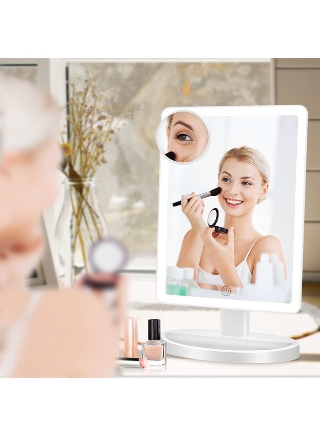 FUNTOUCH Large Lighted Vanity Makeup Mirror with light (X-Large Model)- 3 Color Lighting Light Up Mirror with 88 LED, 360° Rotation Touch Screen, 10X Magnification Portable Tabletop Cosmetic Make Up Mirror - Image 5