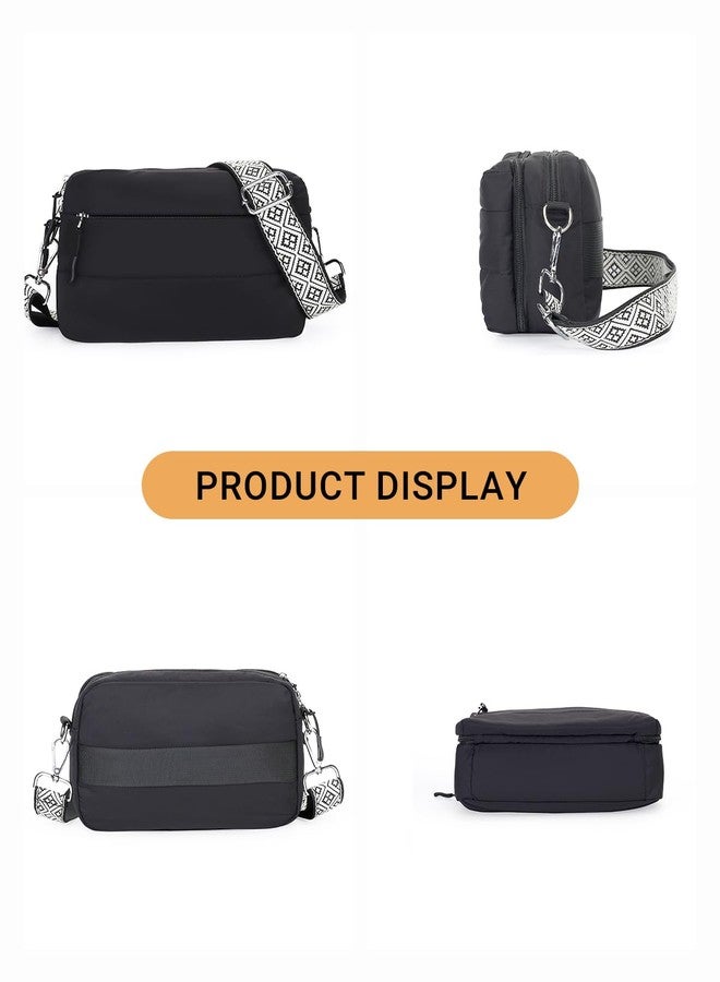 Herald Small Crossbody Bags for Women Puffer Lightweight Travel Shoulder Purses with Multiple Pockets & Luggage Sleeve (Black) - Image 5