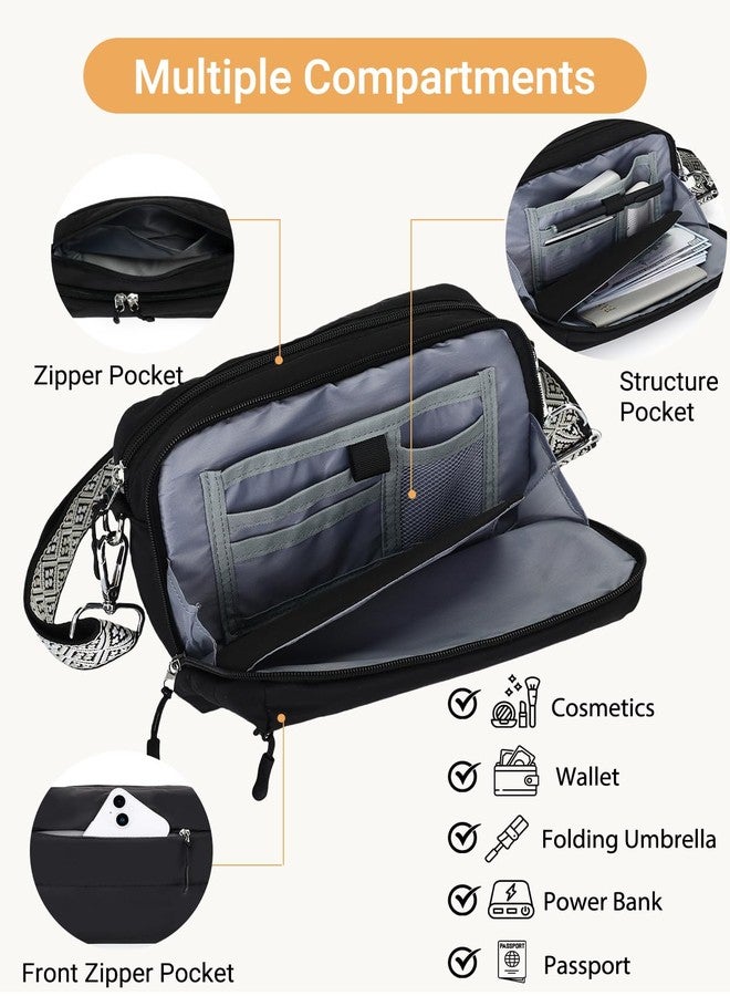 Herald Small Crossbody Bags for Women Puffer Lightweight Travel Shoulder Purses with Multiple Pockets & Luggage Sleeve (Black) - Image 4