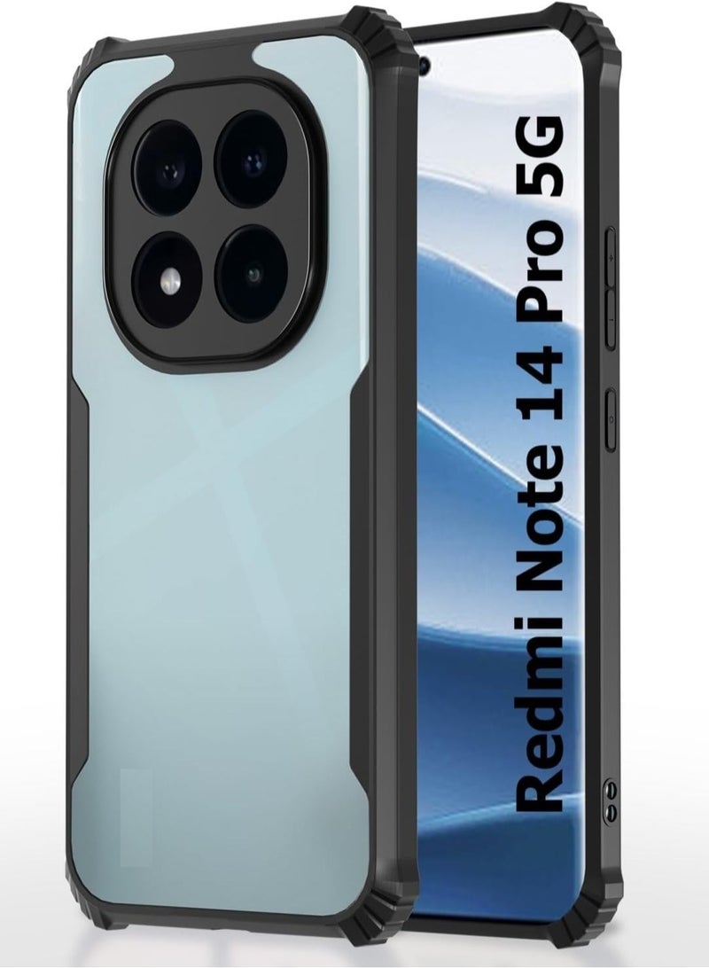 Redmi Note 14 Pro 5G Cover Camera Protection Shockproof Acrylic Crystal Clear Case 360 Degree Protection Transparent Back Case Cover for Redmi Note 14 Pro 5G - Image 1