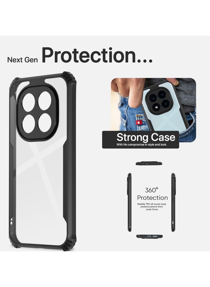 Redmi Note 14 Pro 5G Cover Camera Protection Shockproof Acrylic Crystal Clear Case 360 Degree Protection Transparent Back Case Cover for Redmi Note 14 Pro 5G - Image 2